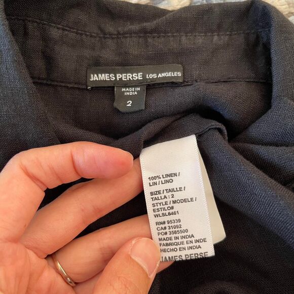 James Perse 100% Linen‎ Black Shirt Dress Button Up Minimalist Resortwear Size 2 - Picture 6 of 8